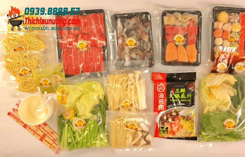 Nguyên liệu lẩu được làm sạch và đóng gói hút chân không