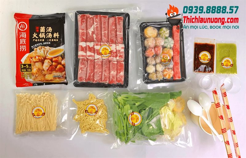 Nguyên liệu lẩu đóng gói tươi sạch san  toàn