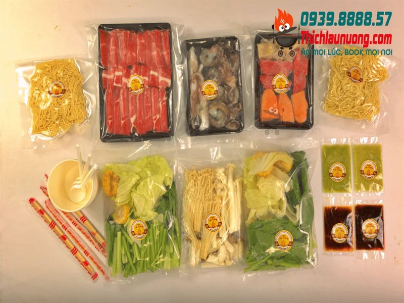 Nguyên liệu lẩu tươi sạch đóng gói an toàn 